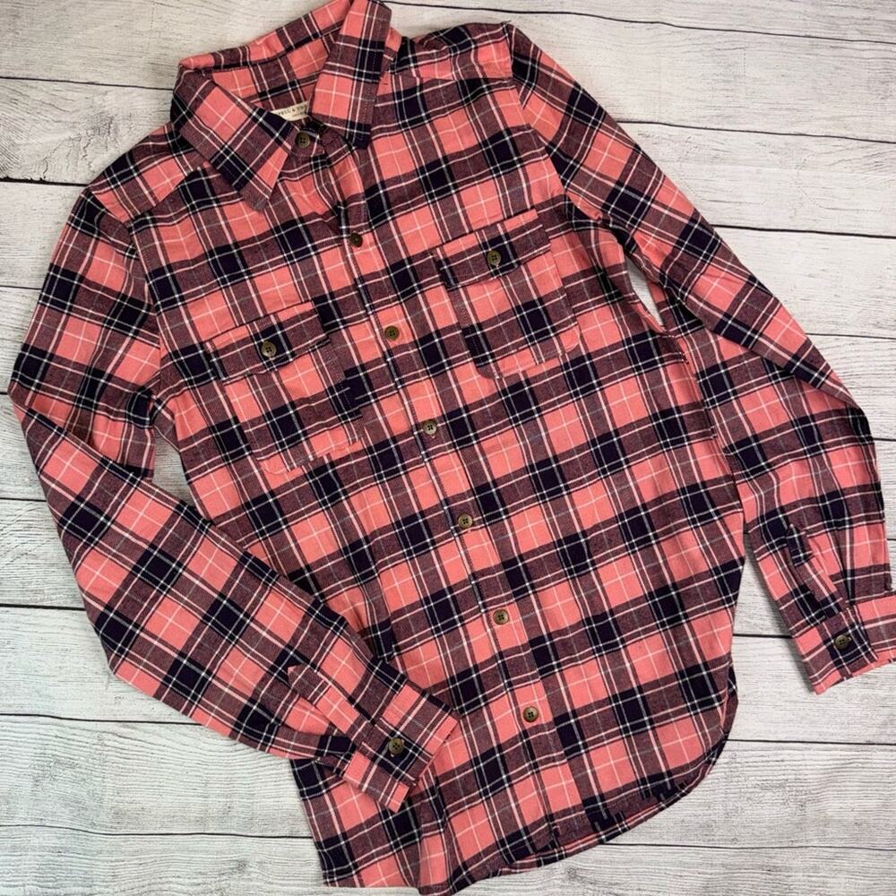 SPELL and The Gypsy Collective Women's Maverick Flannel Shirt Coral Black Sz XS - Picture 3 of 7